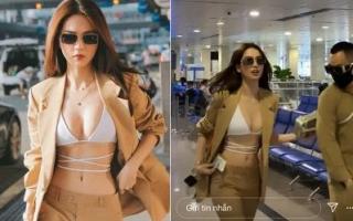 'Toát mồ hôi hột' với loạt khoảnh khắc Ngọc Trinh mặc vest lộ nội y ở sân bay